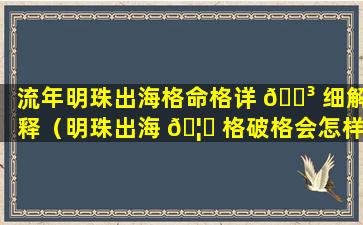 流年明珠出海格命格详 🌳 细解释（明珠出海 🦉 格破格会怎样）